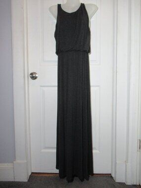 Loft Long Maxi Dress, Dark Gray Sleeveless Jersey Knit, Ann Taylor Size Small